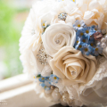 Floral bouquet by window sill