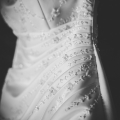 Black and White Photo of wedding dress