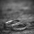 Classic Black and White photo of wedding rings